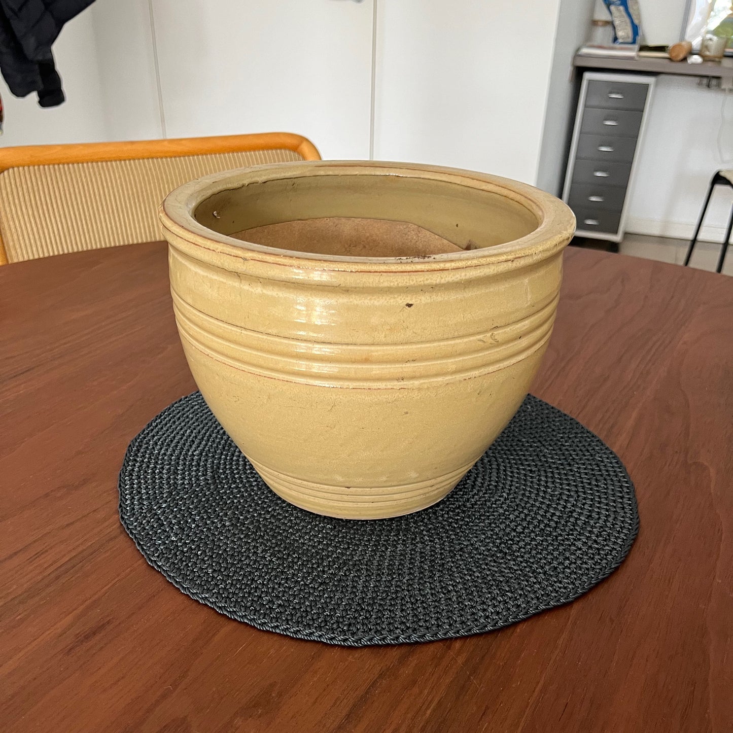 Vintage Cream Glazed Plant Pot