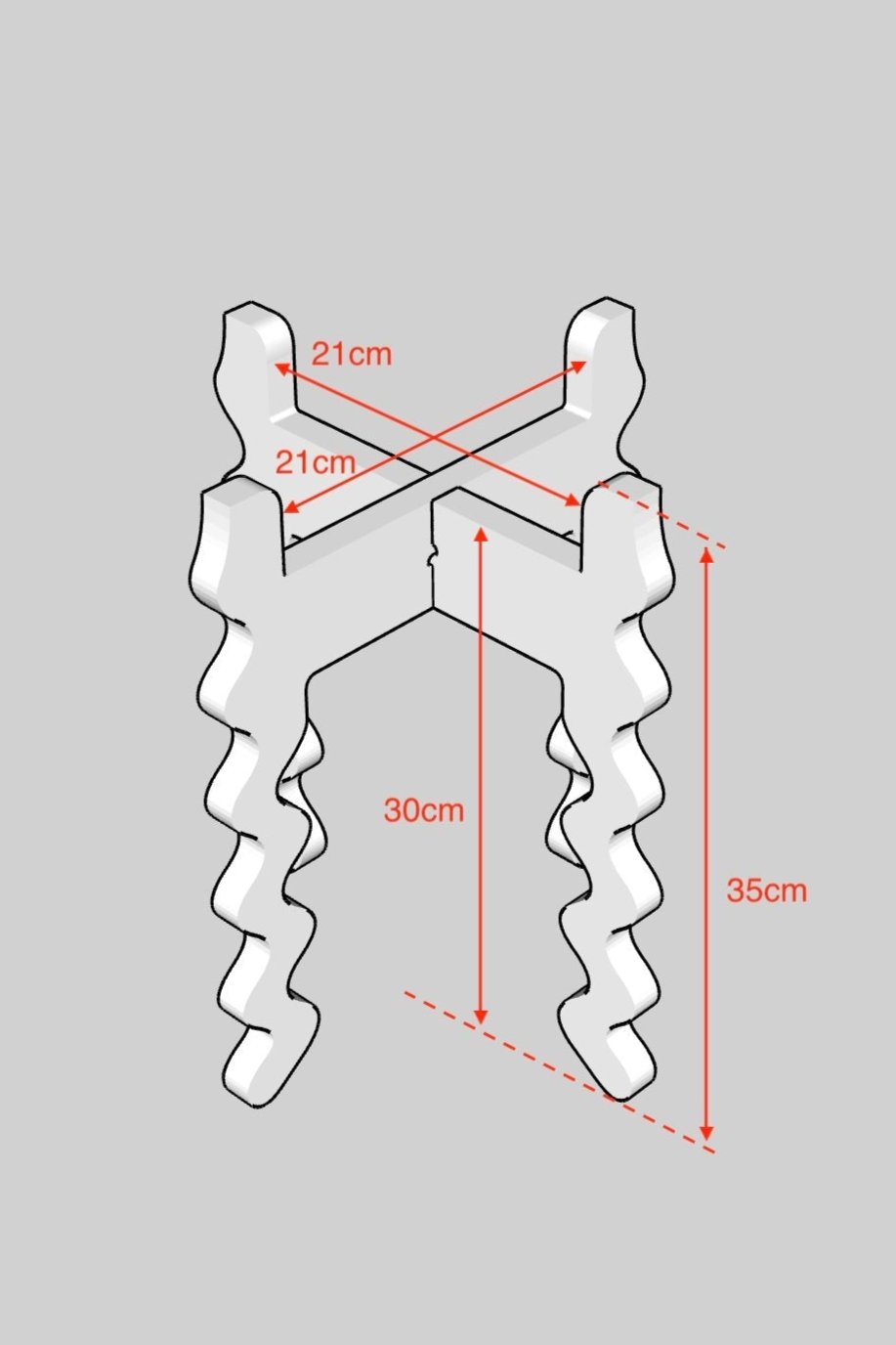 A Diagram of a Xigglie Middie Wide Plant Stand, with dimensions noted.