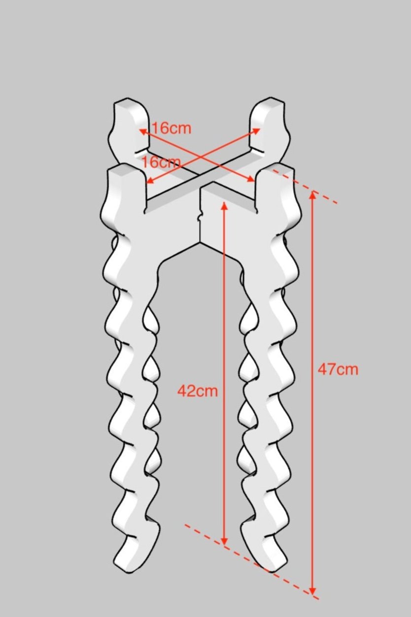 A Diagram of a Xigglie Tallboy Skinny Plant Stand, with dimensions noted.