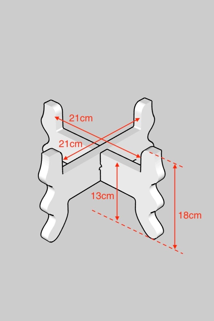 A Diagram of a Xigglie Low-Rider Plant Stand, with dimensions noted.