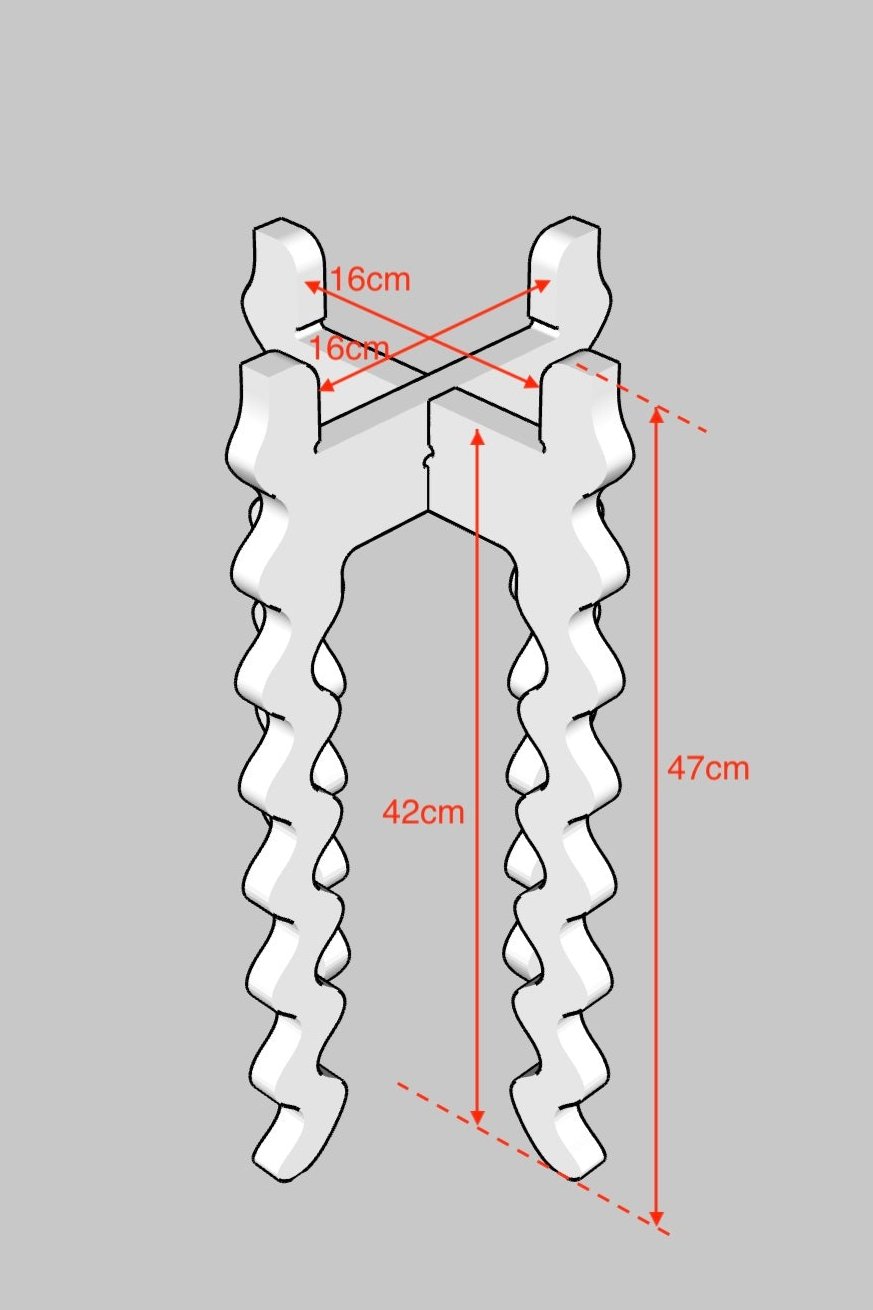 A Diagram of a Xigglie Tallboy Plant Stand with dimensions noted
