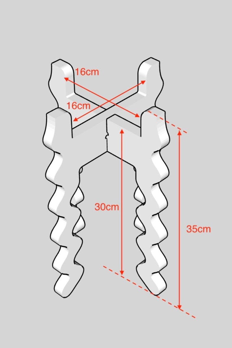 A Diagram of a Xigglie Middie Skinny Plant Stand, with dimensions noted.