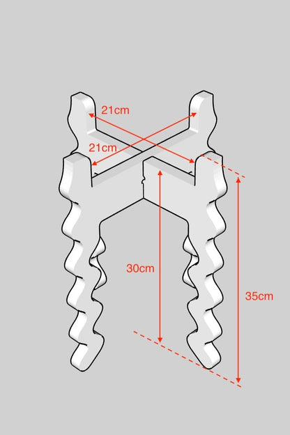 A Diagram of a Xigglie Middie Wide Plant Stand, with dimensions noted.