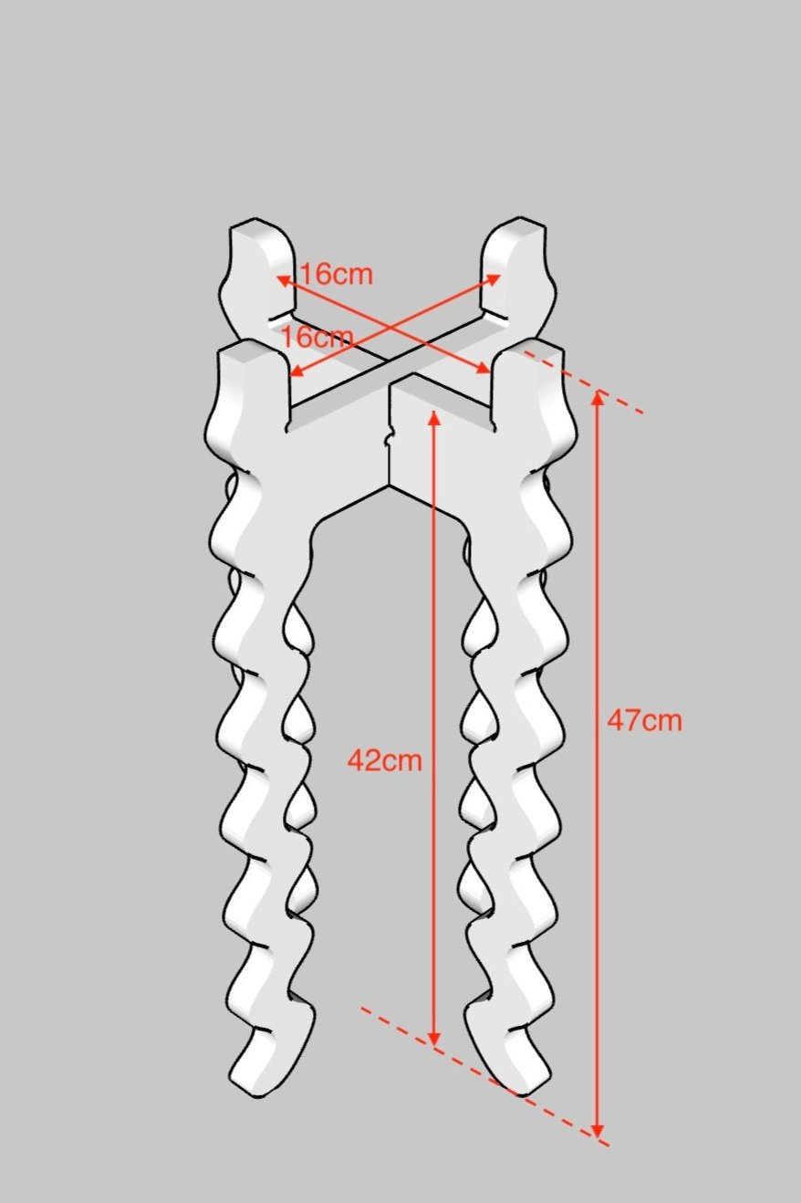 A Diagram of a Xigglie Tallboy Skinny Plant Stand, with dimensions noted.