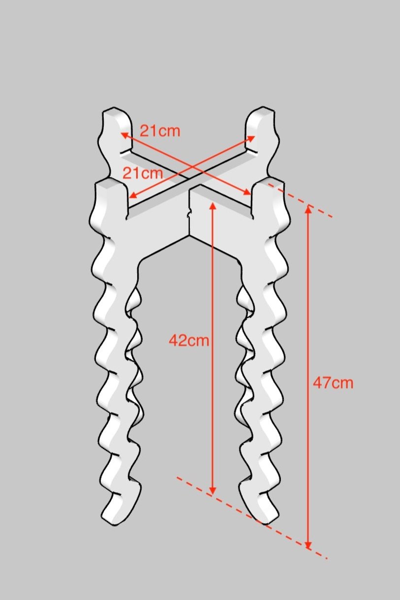 A Diagram of a Xigglie Tallboy Wide Plant Stand, with dimensions noted.