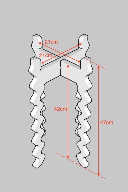 A Diagram of a Xigglie Tallboy Wide Plant Stand, with dimensions noted.