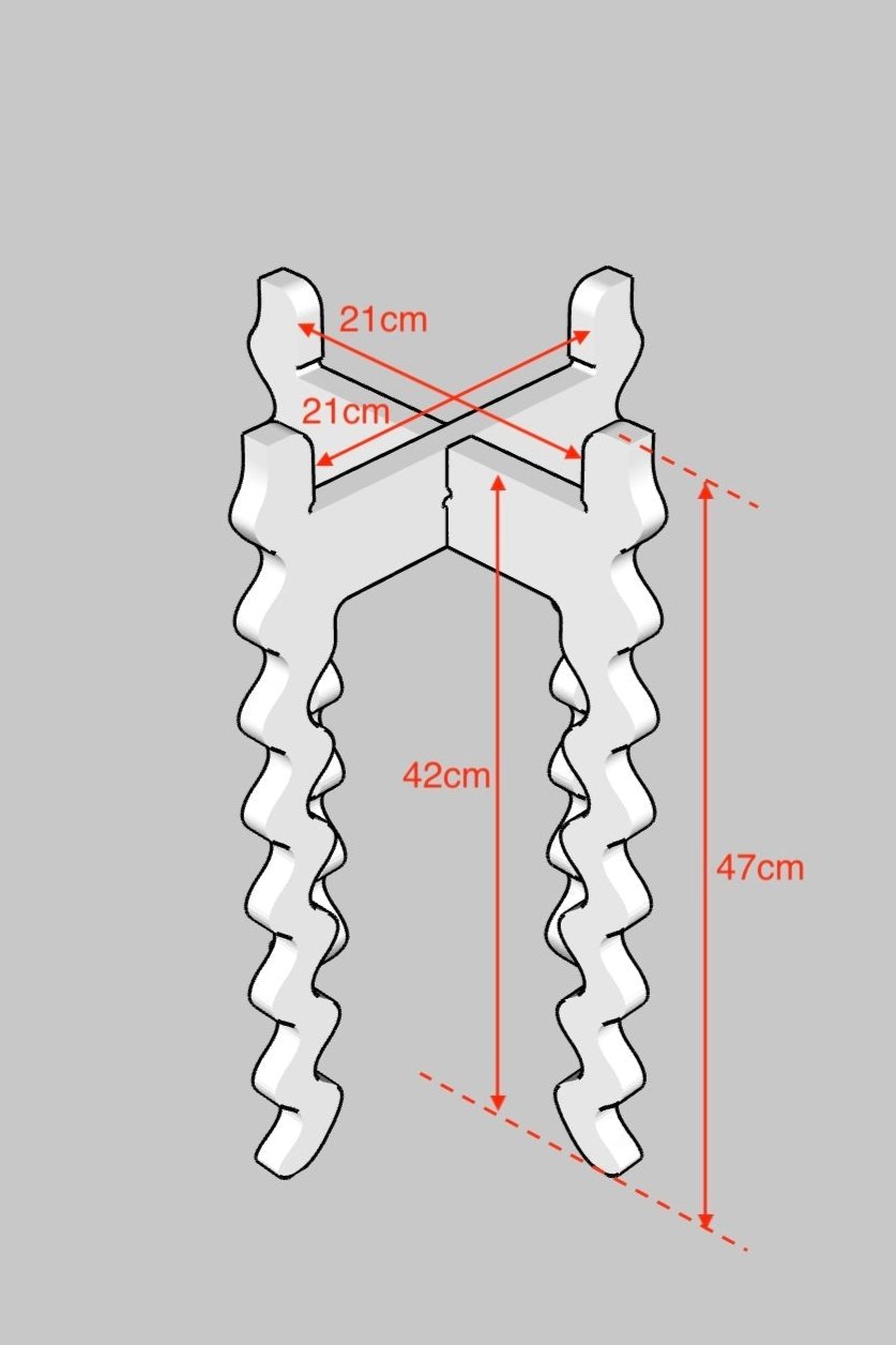 A diagram showing a Xigglie Tallboy Wide Plant Stand with dimensions noted.