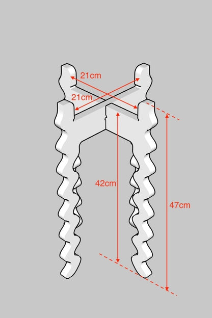 A diagram showing a Xigglie Tallboy Wide Plant Stand with dimensions noted.
