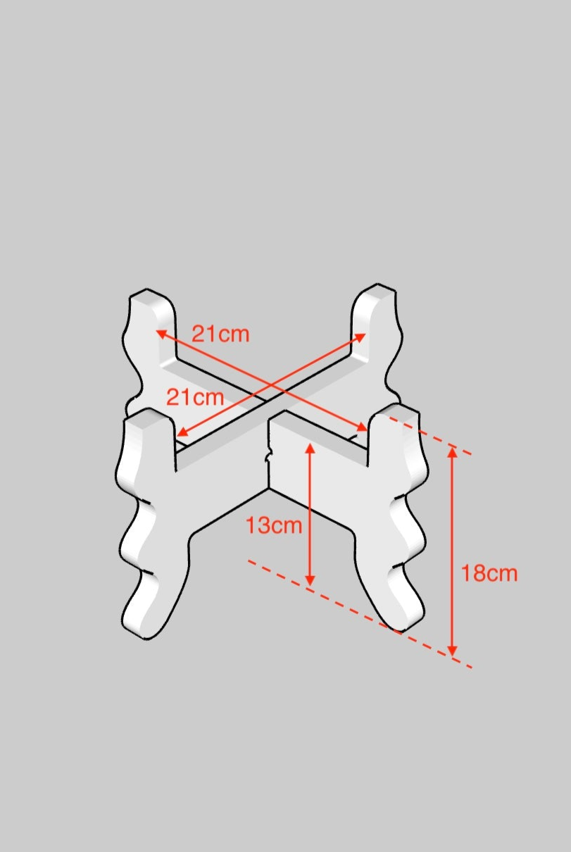 A Digram of a Xigglie Low-Rider Plant Stand with dimensions noted.