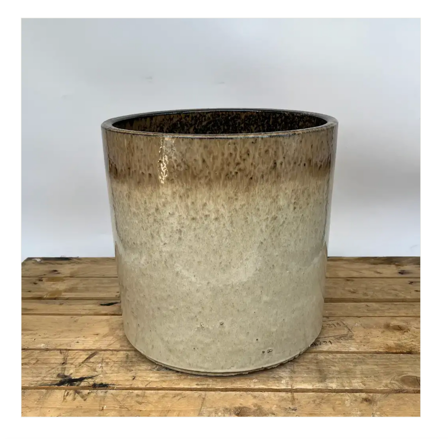 Vintage Grey Glazed Plant Pot