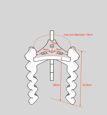 A Diagram of Xigglie Trio Plant Stand with dimension noted.